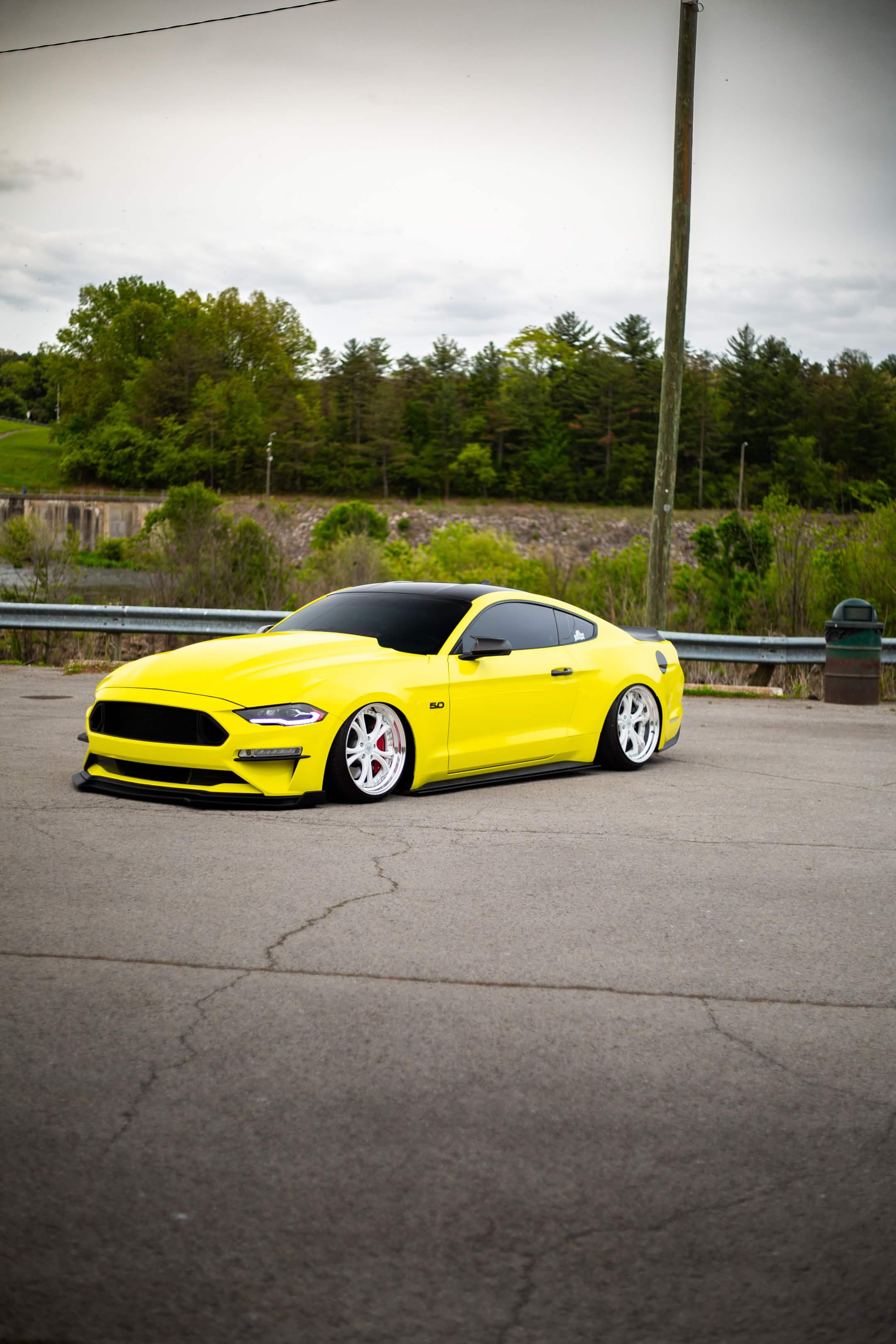 Slammed yellow Ford Mustang GT 5.0 — s550.ash — stature.tm — Welchiani Media Indianapolis