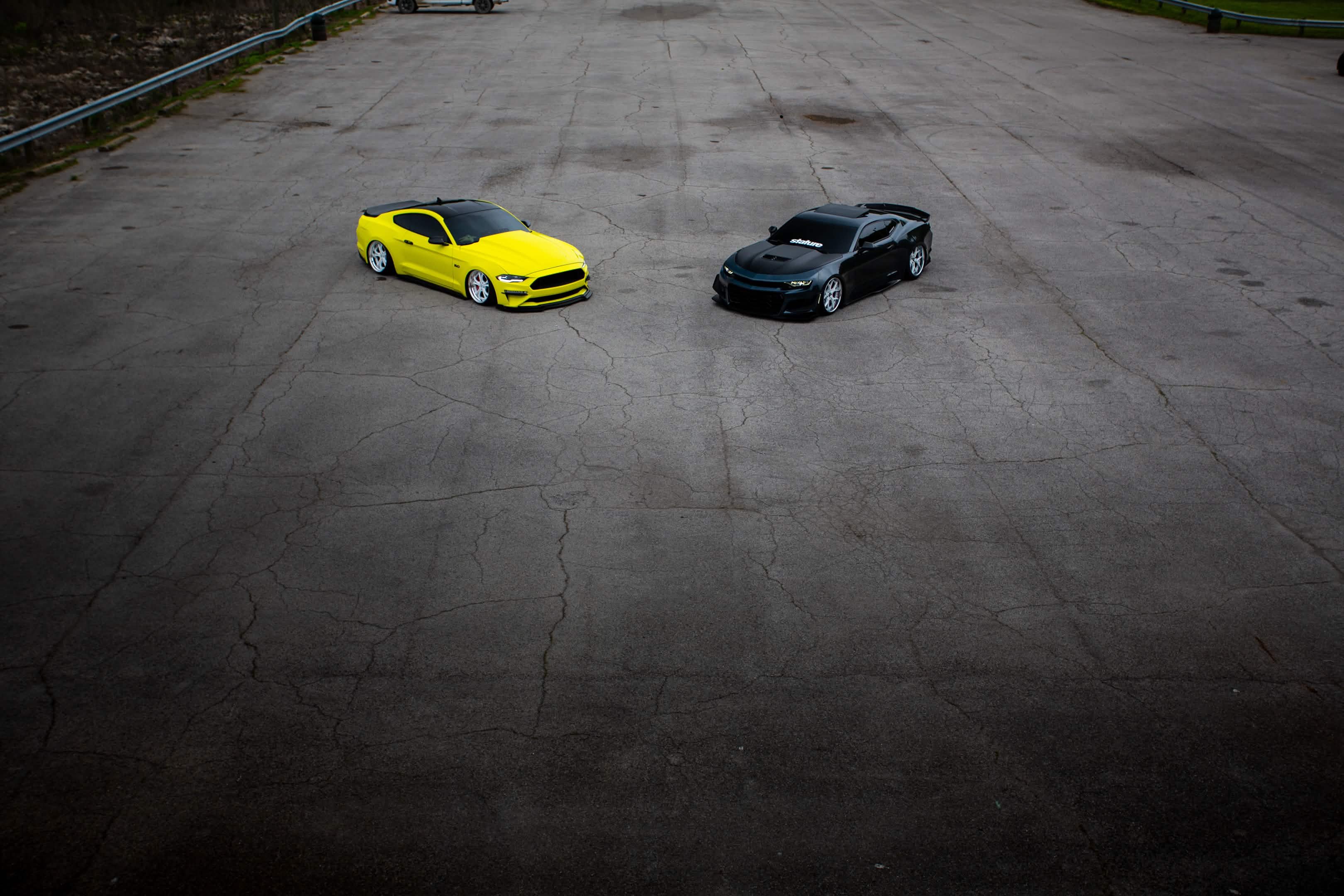 Aerial drone Mustang and Camaro — Welchiani Media James Welch