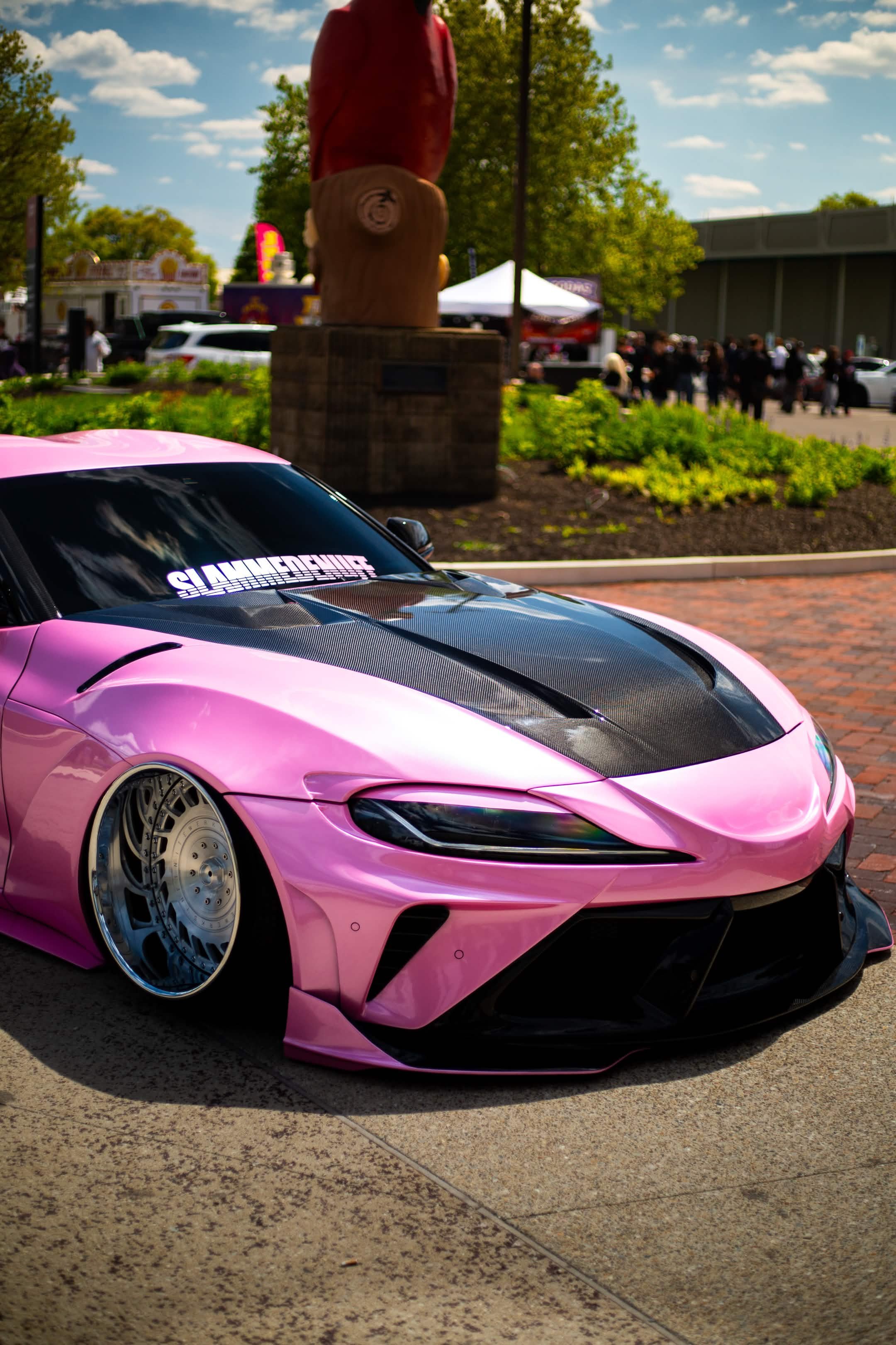 Pink MK5 Toyota GR Supra Heidi B mrsslammedenuff Slammedenuff event