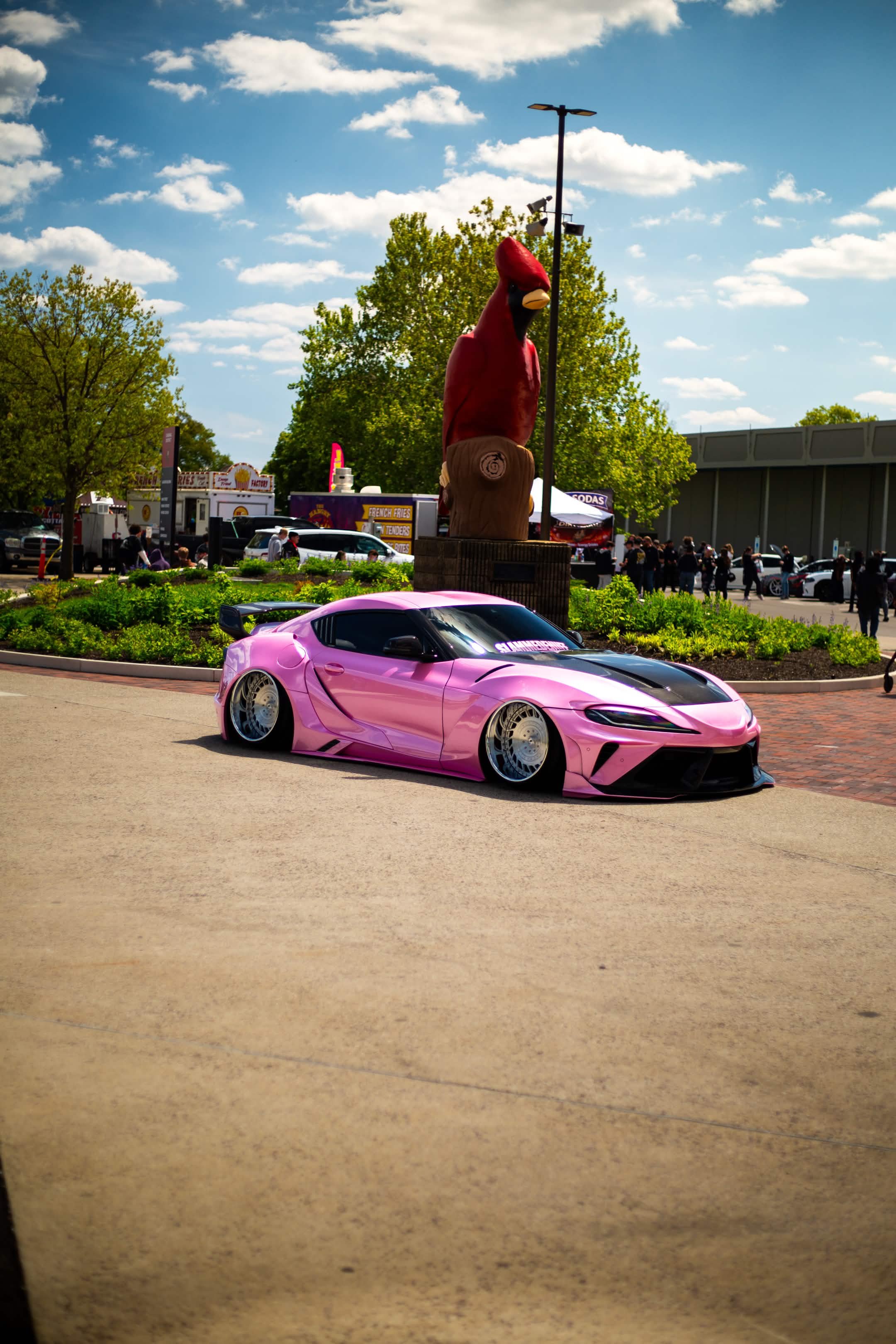 Pink Toyota Supra rear Slammedenuff