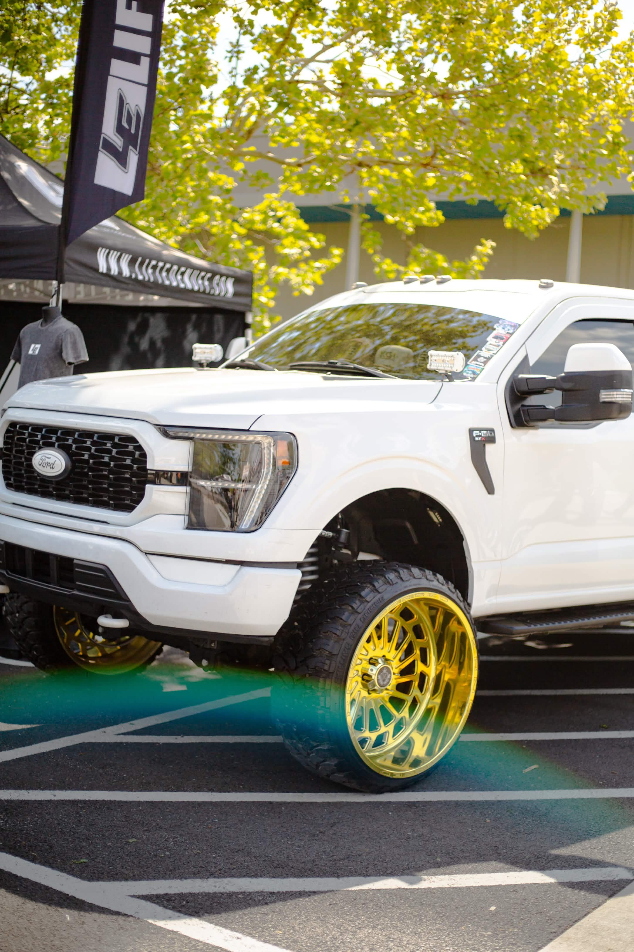 Ford F-150 lifted custom gold wheels car show Indiana Welchiani Media